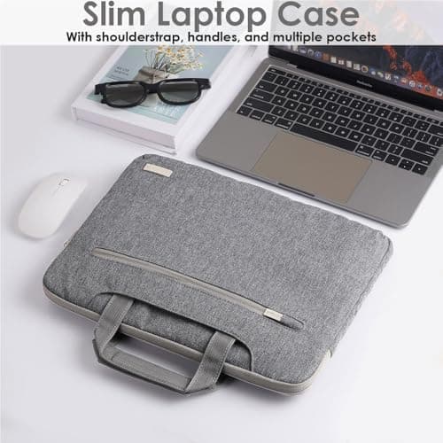 TECHGEAR Case for 15" - 15.6" Laptops, Portable Multi-function Laptop Case with Adjustable Shoulder Strap, Luggage Strap & Suppressible Handles, Portable Sleeve Organiser Case Cover + Pockets GREY — view 4