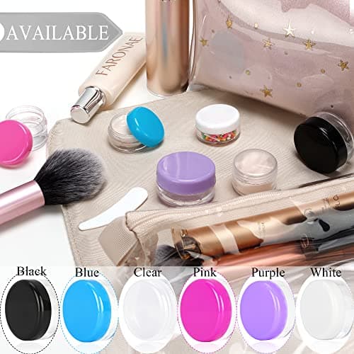 50PCS 10 Gram Sample Containers, 10ml Empty Jars with Lids, Small Cosmetic Containers, Mini Sample Jars with 4PCS Mini Spatulas for Make Up, Oils, Lotion, Powder, Paint, Jewelry, Lip Balms(Black Lid) — view 6