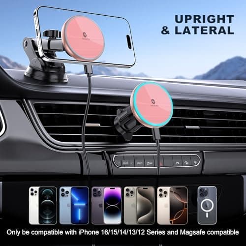 MOKPR for Magsafe Car Mount Charger, 15W Magnetic Wireless Car Charger — view 3