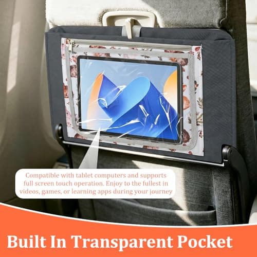Kids Airplane Tray Table Cover with Tablet Holder | Toddler Travel Essential Activity Lap Tray for Flying, Train & Car Trips | Fabric Pockets & Waterproof Surface, Mess-Free Activity Organiser(Rabbit) — view 6