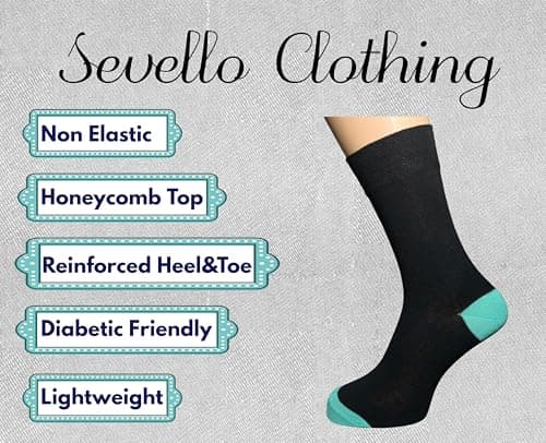 6 pairs WOMENS NON ELASTIC DIABETIC SOCKS GENTLE GRIP - LADIES COTTON SOCKS FOR SWOLLEN LEGS AND FEET - SOFT TOP SOCK FOR WOMEN One Size 4-7 UK(UK, Alpha, One Size, Regular, Regular, Colored Heel&T) — view 2