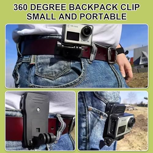 Teuena 360° Rotational Backpack Strap Mount Quick Clip for Hero 12 11 10 9 8 7 6 5 4 3+ 2 Session, Backpack Shoulder Clip Mount Clamp Body Cam Holder, Action Camera Accessories (Black) — view 5