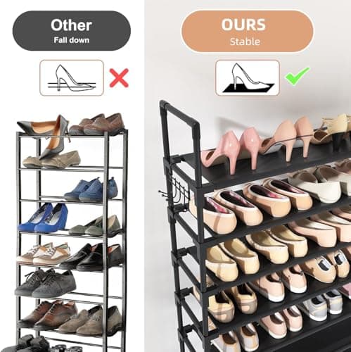 Shoe Rack, 10 Tier Shoe Storage Organizer with Hooks,175*72*30cm,XXL — view 5