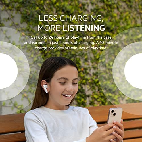 Belkin SOUNDFORM Nano, True Wireless Earbuds for Kids, 85dB Limit for Ear Protection, Online Learning, School, IPX5 Certified, 24 H Play Time for iPhone, iPad, Kindle, Pixel and More – White — view 5