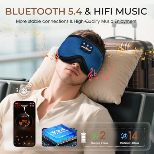 MUSICOZY Cooling Sleep Mask Headphones 3D 100% Blackout for Side Sleepers — view 6