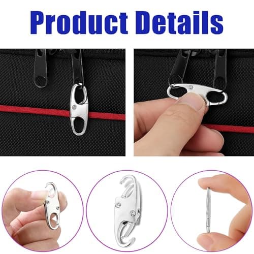 Zipper Pulls,Pack of 10 Anti-Theft Zipper Pulls Suitable for Two-Way Zippers and Quick Release Mini Padlocks Suitable for Handbags, Suitcases, Backpacks, Wallets — view 4