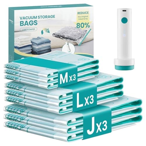 SONGMICS 9 Pack Vacuum Storage Bags, Electric Pump, 3M/3L/3J