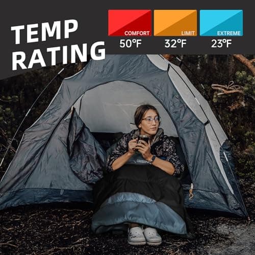 BISINNA 0 Degree Winter Sleeping Bags(480GSM) for Adults-Cold Weather Camping Sleeping Bag-Comfortable Warm Portable Sleeping Bags with Pillow Compression Sack for Backpacking Hiking Outdoor — view 3
