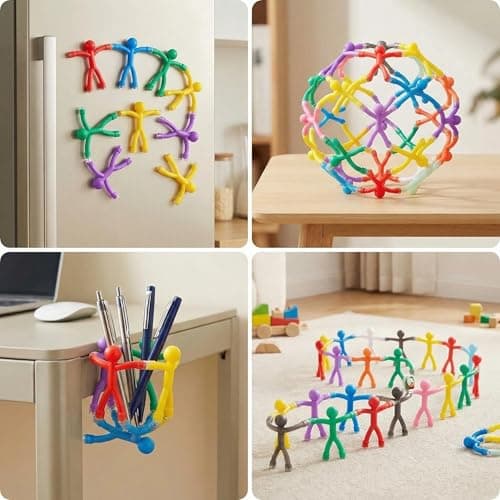 SiumPklay Magnetic Fidget Travel Toys for Kids - 12 Pc Mini Man Magnet Set with Hands & Feet Magnets in 10 Colours, Fun Sensory Toys, Fridge & Whiteboard Magnets, Durable 2.75" Inch Gifts — view 6