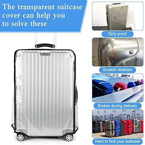 Chudian 2 Pieces Clear PVC Suitcase Cover, 30 Inch Waterproof Luggage Cover Clear Protective Luggage Cover Dustproof Luggage Covers Protectors for Suitcases Travel Luggage — view 3