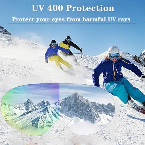 Ski Goggles Snowboard Goggles for Men Women Kids Cycling Motorcycle Snowmobile UV Protection Goggles Winter Snow Sports Glasses for Youth Adult Teens Boys & Girls (Blue) — view 4