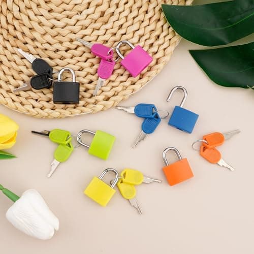 6 Pack Multicolor Luggage Locks Suitcase Locks with Keys, Small Padlocks Travel Padlocks for Luggage Bag School Gym Lockers Laptop Bag — view 5