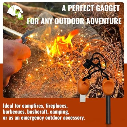 2 Pcs Fire Starter Kit Flint and Steel Survival Fire Steel Outdoor Emergency Survival Tool for Travelling Camping Hiking (2PC) — view 6