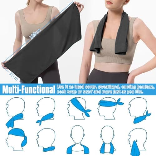 VAKKI Cooling Towel, Ice Cold Sports Sweat Towels for Instant Relief Perfect Coolings Scarf Neck,Forehead, Wristband, Bandana, Stay Cool from Over Heating During All Kinds of Sport and Exercise — view 5