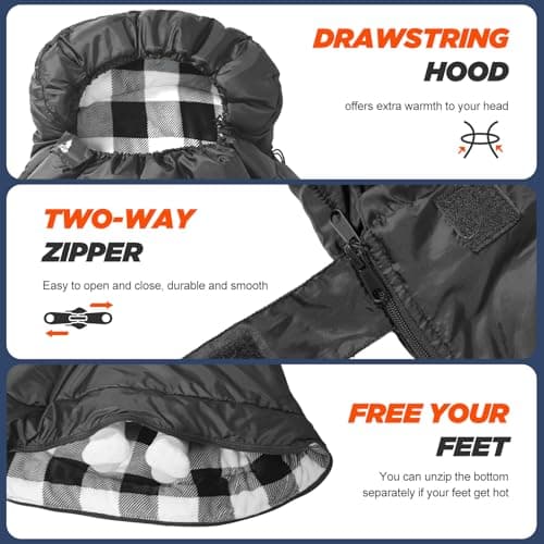 MEREZA Sleeping Bag for Adults & Kids 3-4 Season Warm & Cold Weather, Lightweight Cotton Flannel XL Sleeping Bag with Pillow for Big and Tall Men Camping Hiking Backpacking — view 4