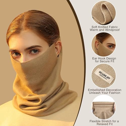 TAGVO Knitted Neck Warmer for Women, Winter Snood Scarf Thermal Neck Gaiter, Multifunctional Windproof Ski Balaclava for Outdoor Sports Motorcycle Skiing Running Cycling — view 3