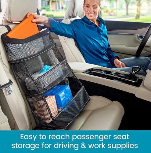 High Road CarCubby Car Storage Organizer - SUV Trunk Organizer, Passenger Seat Organizer or Back Seat Storage With 3 Easy-View Mesh Bins — view 4