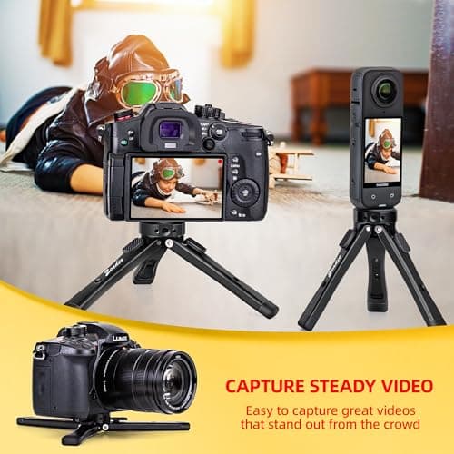 Zeadio Heavy Duty Mini Metal Tripod Stand - Universal Small Table Tripod for Camera, Gimbal, Action Cam, Camcorder, Microphone, LED Light, etc(40kg/88lb Load) — view 4