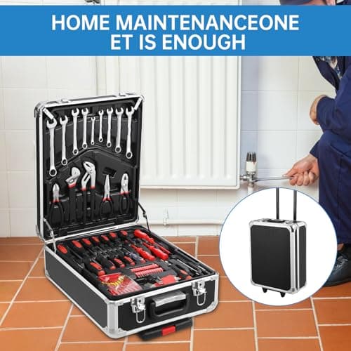186-Piece Rolling Tool Kit, Aluminum Trolley Case for Home & Mechanic Repair — view 6