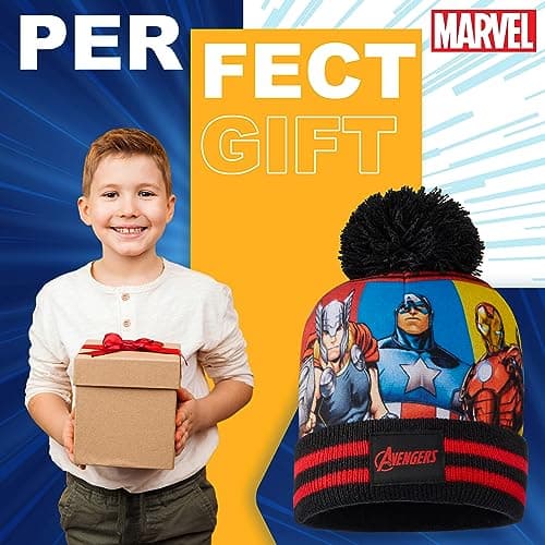 Marvel Boys Winter Accessories Set, Cosy for School Travel - Gifts for Boys (Black Avengers 2 Pcs) — view 3