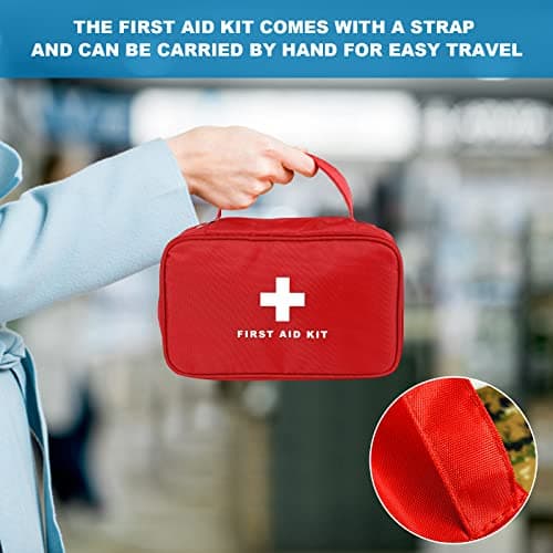 AOUTACC 6Pcs First Aid Bag Empty, Waterproof Durable First Aid Kit Bag Empty with Zippered,First Responder Storage Medicine Emergency Bag for Home Office Kitchen Outdoor Travel Activities-Red — view 4