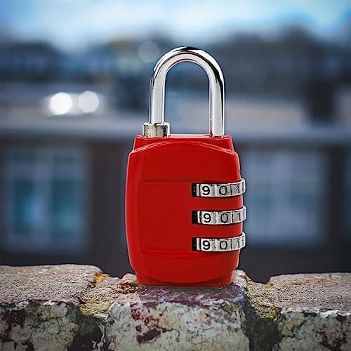 4 Pieces Luggage Locks Combination Padlocks 3 Digit Combination Padlock Codes with Alloy Body for Gym Lockers Travel Bag Suit Case Fence gate Shed Garage Bike Locks (4 pcs) — view 4