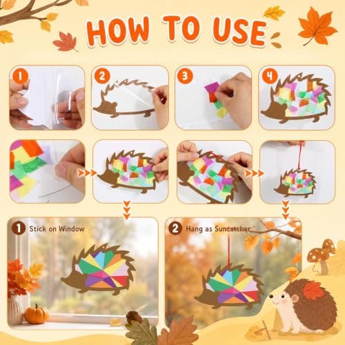 15 Pack Autumn Crafts for Kids, Autumn Suncatcher Craft Window Decorations — view 3