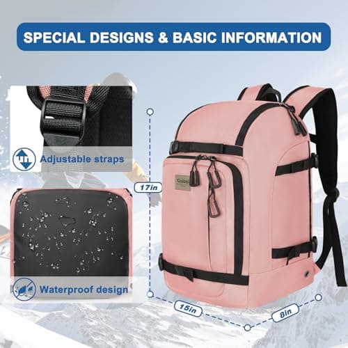 50L Ski Backpack - Water-resistant Ski Boot Bag for Men & Women, Ski Bag with Helmet Holder, Separate Compartments for Goggles, Gloves, Snowboard & Accessories, Durable Ski Carry On Backpack — view 2