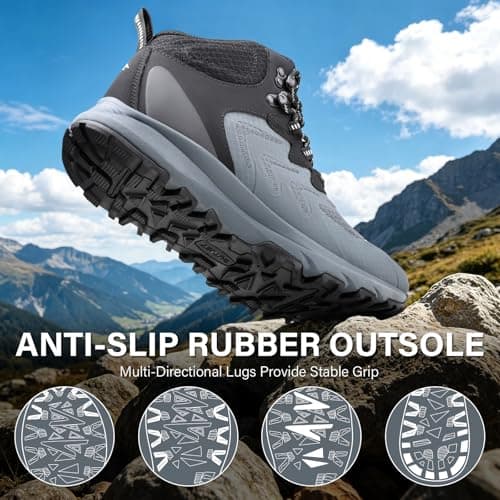 OUTJET Men's Waterproof Hiking Boots Lightweight Comfortable Breathable Outdoor Walking Trekking Boots — view 5