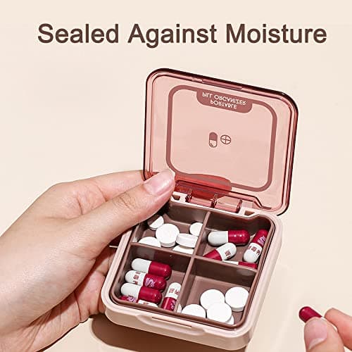 Small Pill Box, BPA Free Pill Case with 4 Large Compartmensts to Hold Vitamins, Moistureproof Portable Pill Box Organiser for Travel (Green) — view 3