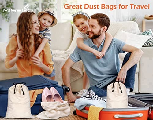 MISSLO Set of 3 Cotton Breathable Dust-Proof Drawstring Storage Pouch Multi-Functional Bag (Beige, Pack 3 S) — view 2
