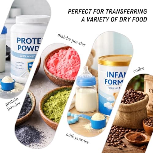 100 PCS Protein Powder Dispenser Set | Portable Protein Powder Storage Pots with Funnel, Labels & Measuring Spoon, Travel Protein Powder Containers for Gym, Fitness, Workouts, Travel and Trips — view 4