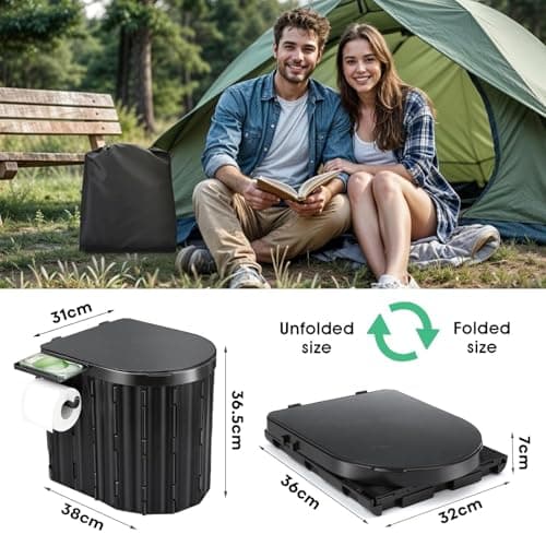 Camping Toilet, Portable Folding Toilet with Lid & Paper Holder for Adults — view 4