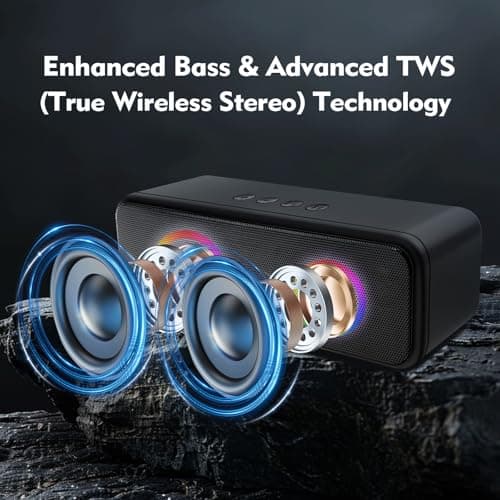 Sumvision Tekuno Portable Bluetooth Speaker True Wireless Stereo Speakers Chroma LED 24Hr 1200mAh Long Life Battery Bluetooth 5.3 USB C Fast Charge Enhance Bass Drop Protect UK Design UK Tech Support — view 3