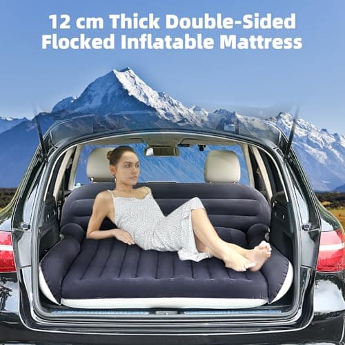 KMZ SUV Air Mattress with 2 Pillows – Thickened and Flocked Car Bed — view 2