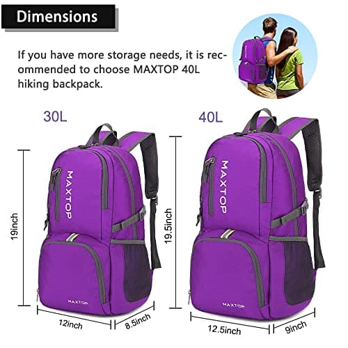 MAXTOP 30L Backpack Ultra Lightweight Packable Foldable Rucksack Water Resistent For Men Women Outdoor Camping Hiking Travel Daypack Handy Durable Gifts For Men Women — view 2