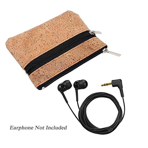 Boshiho Coin Purse Zipper Vegan Cork Coin Pouch Petty Change Holder with Key Ring (Tan)(Size: 4.3 x 3.3 x 0.2 inch) — view 4