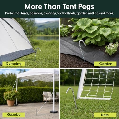 KEPLIN Steel Alloy Tent Pegs, Galvanised Ground Pegs, Rust Free & Durable Tent Support Metal Heavy Duty, Ideal Support for Camping, Beach, Garden Netting, Football Goal & Gazebo (40 Pack) — view 4