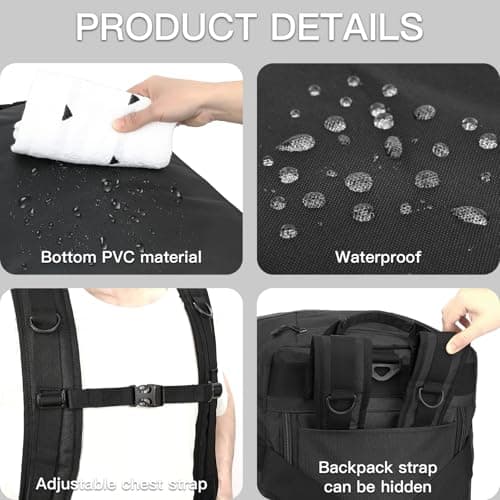TUGUAN 100L Extra Large Duffle Bag for Travel Heavy Duty Duffel Holdall Backpack with Back Straps 30'' XL Big Weekend Overnight Bag for Camping Gym Sports Equipment Gear for Men Women, Black — view 3