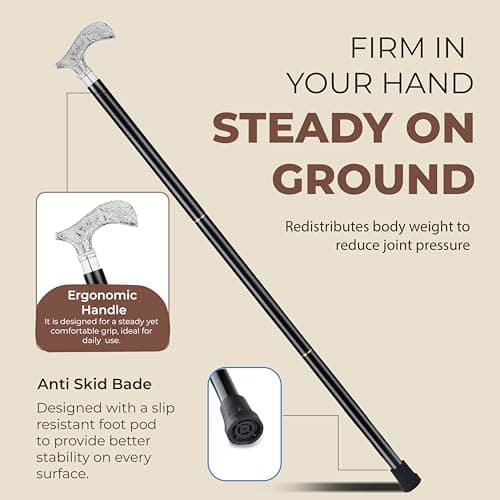 Ajuny Wooden Walking Stick for Men Women Seniors Leaf Flower Style 36 Inch — view 2