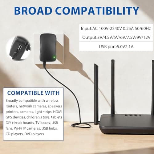 30W Universal Power Adapter, 3V-12V Adjustable Multi Voltage Power Supply — view 2