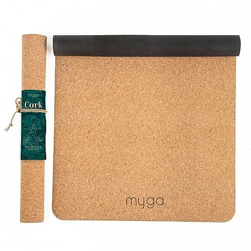Myga Cork Yoga Mat – Natural Non-Slip Eco-Friendly Cork & Rubber Yoga Mat for Hot Yoga, Pilates & Fitness – Lightweight Travel Exercise Mat for Men and Women | 183 x 66cm