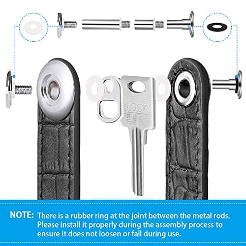 flintronic Key Organizer | Keychain Genuine Leather | Pocket Smart Key Holder with Gift Boxed Stylish, Functional & Practical (Holds 7-9 Multiple Keys) - Black Grain — view 5
