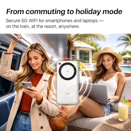 ZTE U30AIR 5G Mobile WiFi Hotspot, Portable Pocket Router with SIM Slot, Unlocked 5G MiFi, Dual-Band Wi-Fi, Travel & Caravan Internet, High-Speed Connectivity for Multiple Devices — view 5
