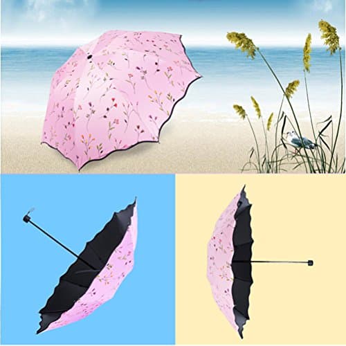 Maibar Sun Umbrella for Women UPF 50 UV Umbrella spf 50 Compact Lightweight Mini Umbrellas Flower (Pink) — view 2