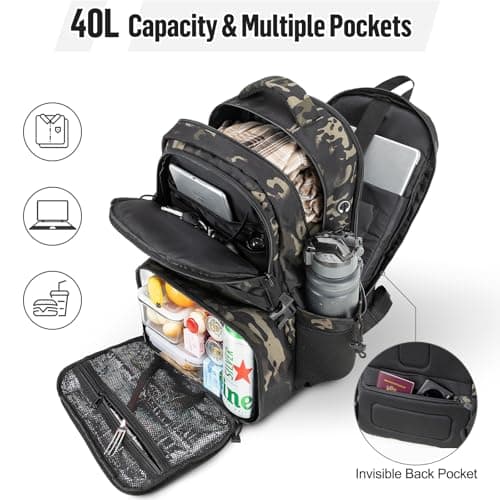 Cooler Backpack Mens with 6L Lunch Box: 40L Rucksack for Men with Laptop Compartment Work Bag with Lunchbox Cool Bag Rucksack for School Picnic Camping — view 4