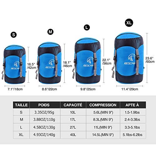 REDCAMP Nylon Compression Stuff Sack,Sleeping Bag Compression Sack,Blue — view 6