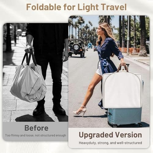 MISSLO 40" Cotton Suit Carriers for Women Breathable Suit Bag Cover with Handles Travel Garment Bag for Jacket, Coat, Dress, Clothes, Beige — view 3