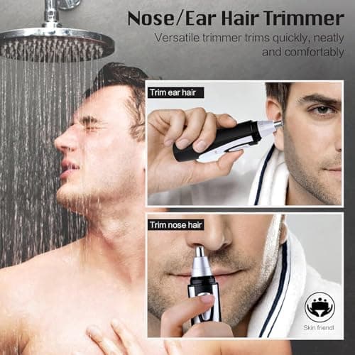 Paonies Nose Hair Trimmer for Men and Women, 2026 Professional Painless Ear and Nose Hair Trimmer Clipper, Battery-Operated Facial Hair Removal with IPX7 Waterproof, Dual Edge Blades, Easy to Clean — view 2