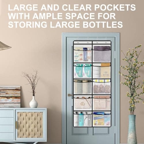 Hanging Storage Organiser, Over the Door, 10 Extra Large Mesh Pockets — view 6